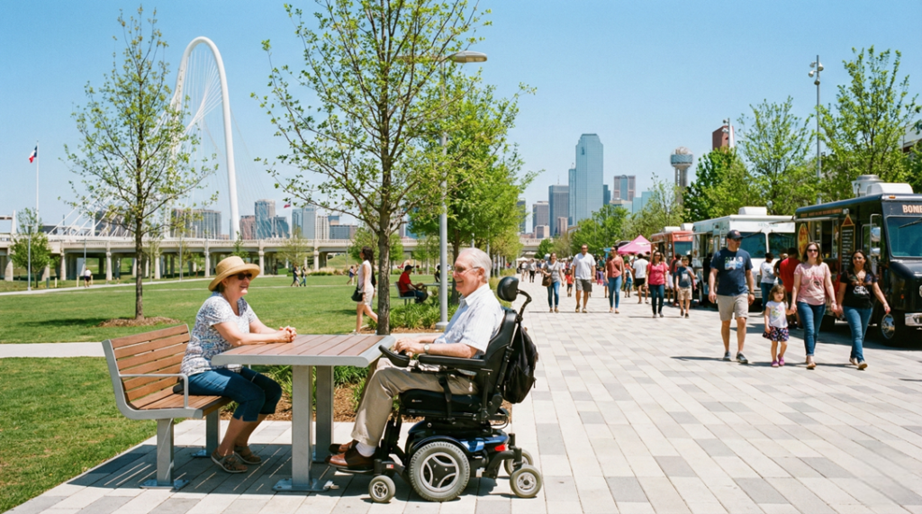 Accessible path at Klyde Warren Park Dallas